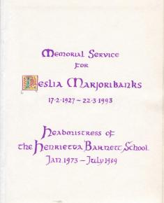 Hand bound books - Leslia Marjoribanks memorial service programme