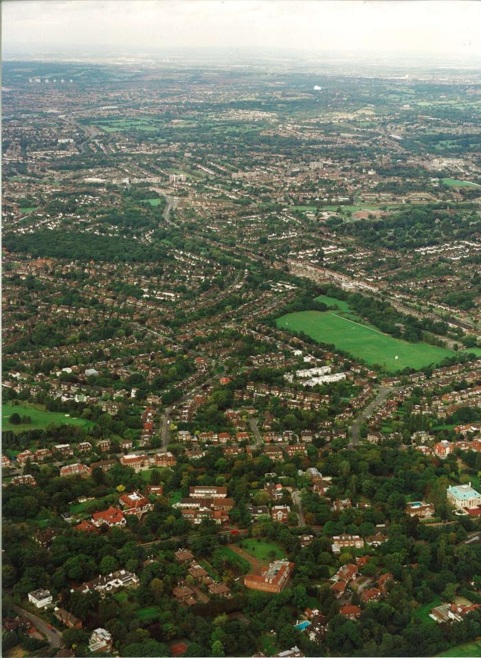 Aerial Photograph of Lyttleton Playing Fields, Norrice Lea, and Kingsley Way