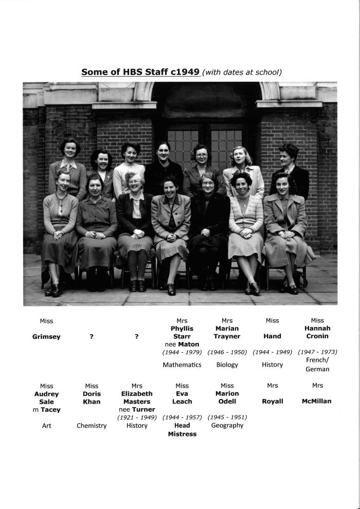 Henrietta Barnett School staff photo 1949