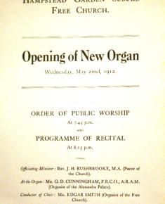 Opening of new organ 1912