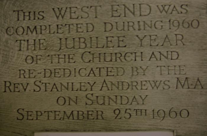 Plaque marking completion of the West End