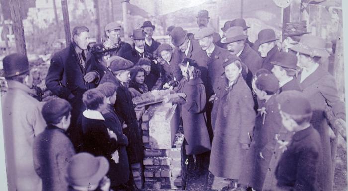 Children's afternoon laying memorial bricks
