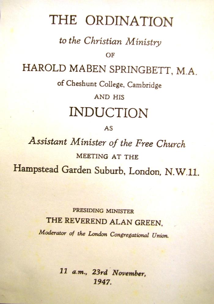 Associate Minister Harold Maben Springbett