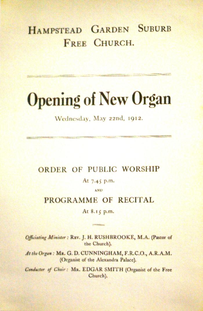 Opening of new organ 1912