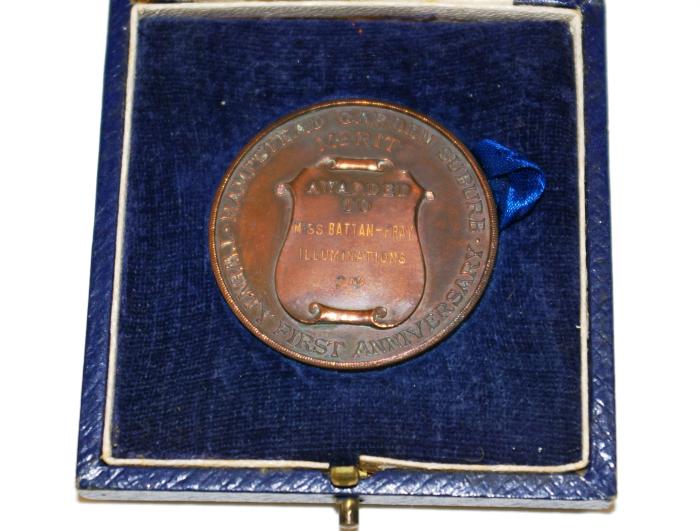 Medal for HGS 21st Anniversary Illuminations, 2nd place awarded to Miss Batten Fray 1928