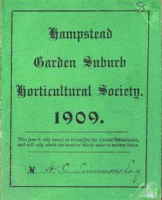 Horticultural Society membership card 1909