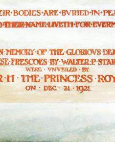 Memorial to war dead and unveiling of frescoes