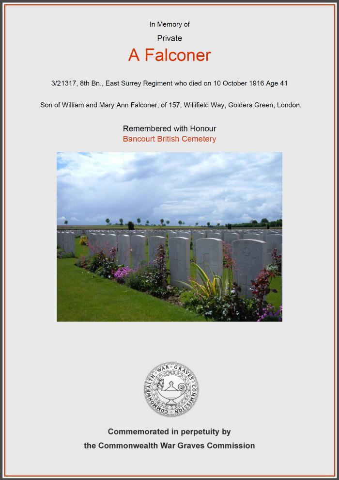 Alfred Falconer - WW1