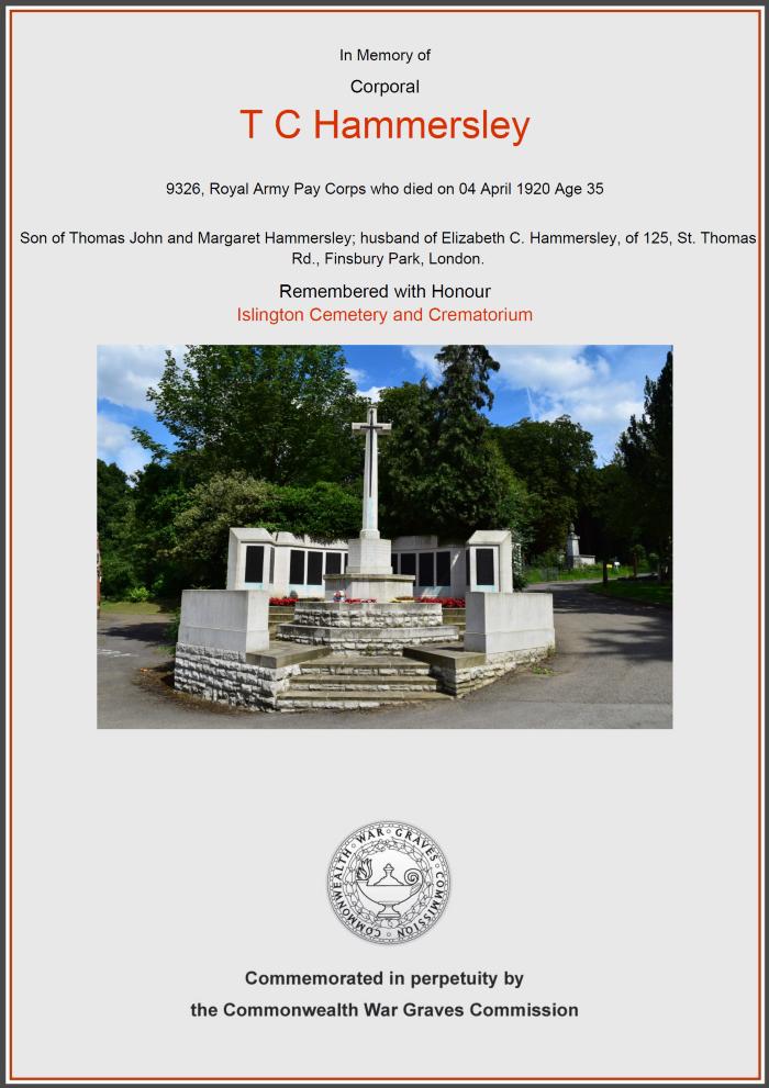 T. C.  Hammersley - WW1