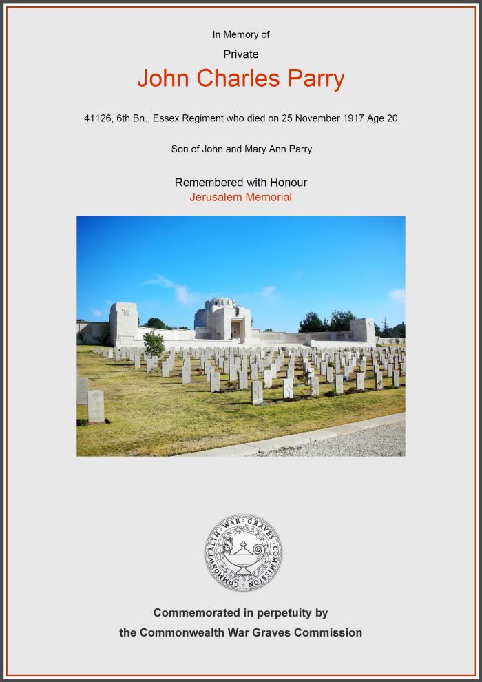 John Charles Parry - WW1