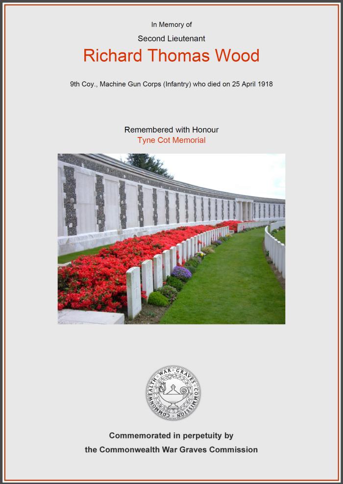 Richard Thomas Wood - WW1