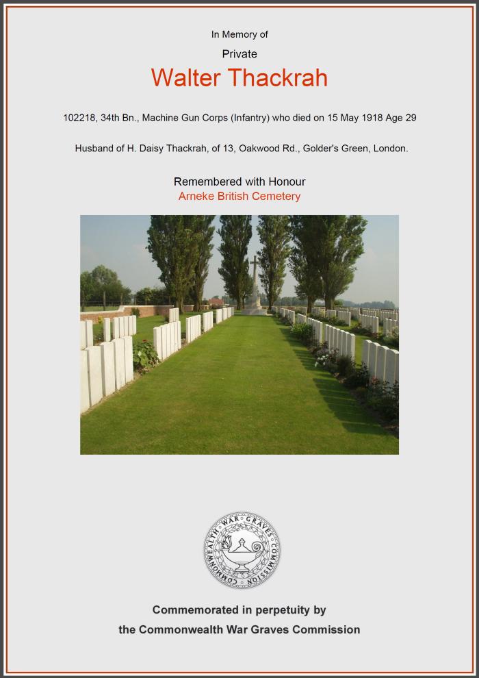 Walter Thackrah - WW1
