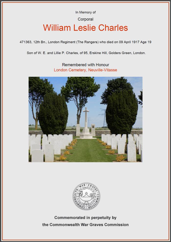 William Leslie Charles - WW1