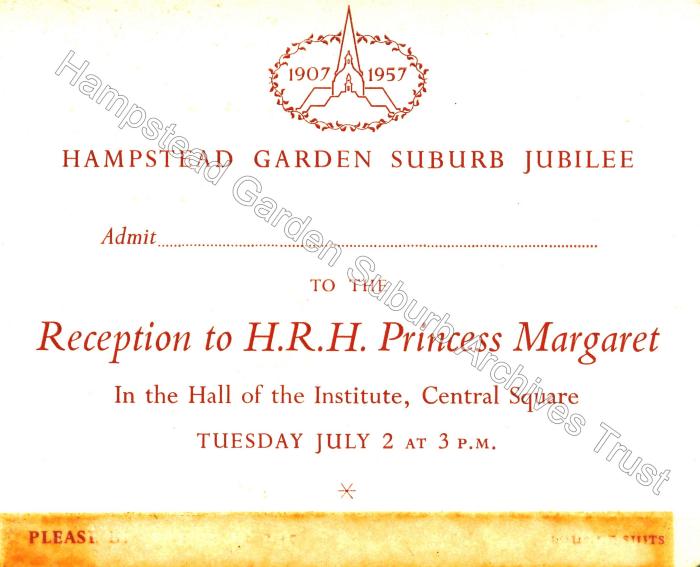 Jubilee - Ticket to Reception for Princess Magaret