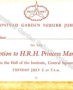 Jubilee - Ticket to Reception for Princess Magaret