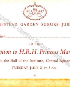 Jubilee - Ticket to Reception for Princess Magaret