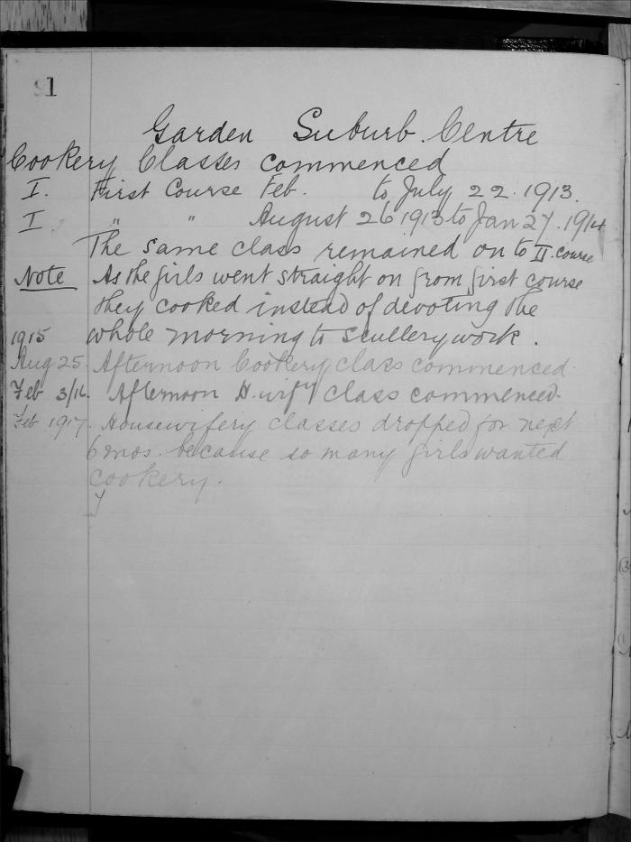 GSS Cookery log book entries