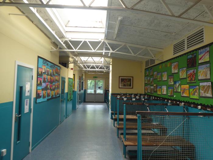 Corridor with coat racks