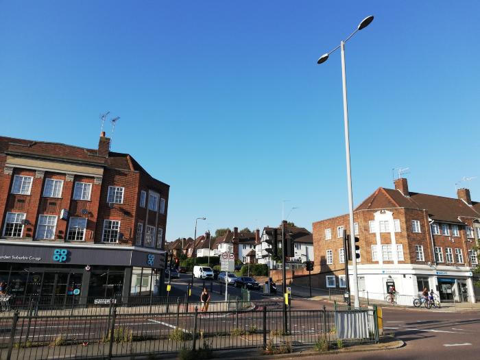 Market Place shops junction with Ossulton Way