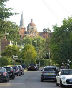 View up Erskine Hill to Churches on Central Square