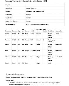 Census 1911 - 33 Willifield Way