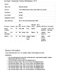 Census 1911 - 123 Willifield Way