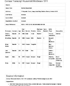 Census 1911 - 07 Reynolds Close