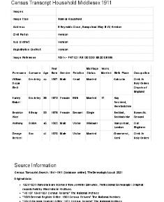 Census 1911 - 08 Reynolds Close