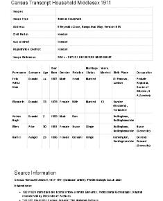 Census 1911 - 09 Reynolds Close