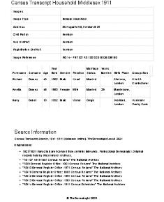 Census 1911 - 36 Hogarth Hill