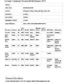 Census 1911 - 23 Reynolds Close