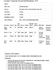 Census 1911 - 22 Reynolds Close