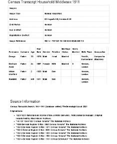 Census 1911 - 22 Hogarth Hill