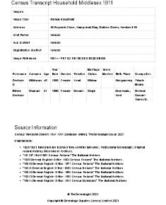 Census 1911 - 16 Reynolds Close