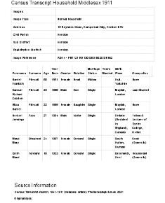 Census 1911 - 15 Reynolds Close