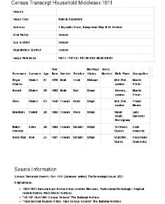 Census 1911 - 01 Reynolds Close