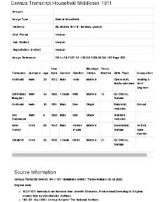 Census 1911 - 39 Erskine Hill
