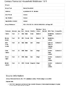 Census 1911 - 42 Erskine Hill
