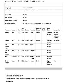 Census 1911 - 52 Erskine Hill
