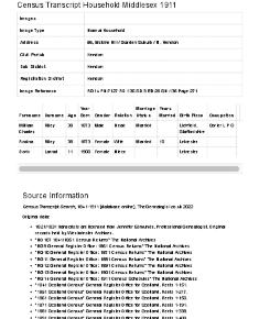 Census 1911 - 56 Erskine Hill
