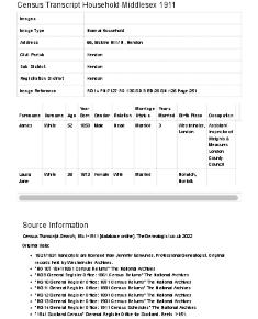 Census 1911 - 66 Erskine Hill
