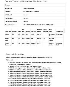 Census 1911 - 60 Erskine Hill
