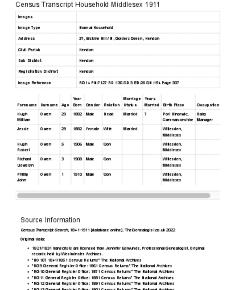 Census 1911 - 37 Erskine Hill
