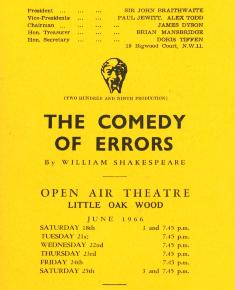 The Comedy of Errors - Programme and Ticket 1966