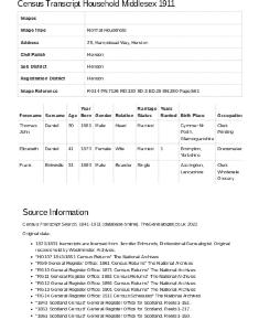 Census 1911 - 116 Hampstead Way
