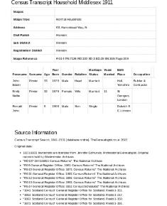 Census 1911 - 143 Hampstead Way
