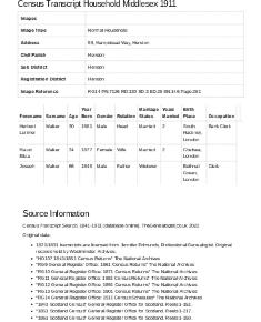 Census 1911 - 125 Hampstead Way
