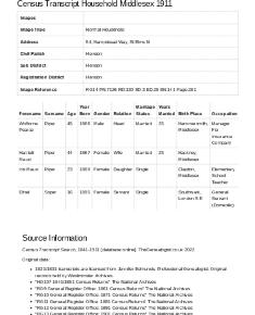 Census 1911 - 115 Hampstead Way

