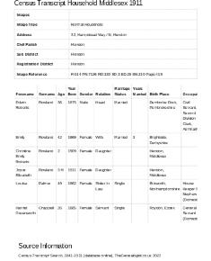 Census 1911 - 102 Hampstead Way
