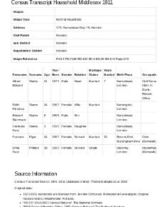 Census 1911 - 107 Hampstead Way
